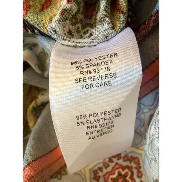 TAHARI BOHO CHIC FLOUNCE HEM MAXI DRESS DEEP ROUNDED V-NECK EMPIRE WAIST SP - Picture 7 of 11